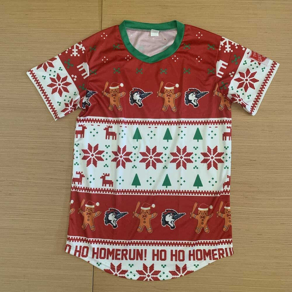 Success Brands Men's Size M Fayetteville Woodpeckers MiLB Christmas T-Shirt